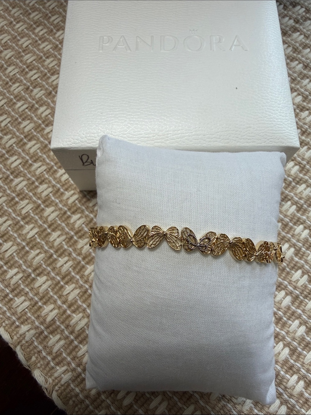 Pandora Gold Plated Sterling Silver Butterfly Pull Bracelet NWOT